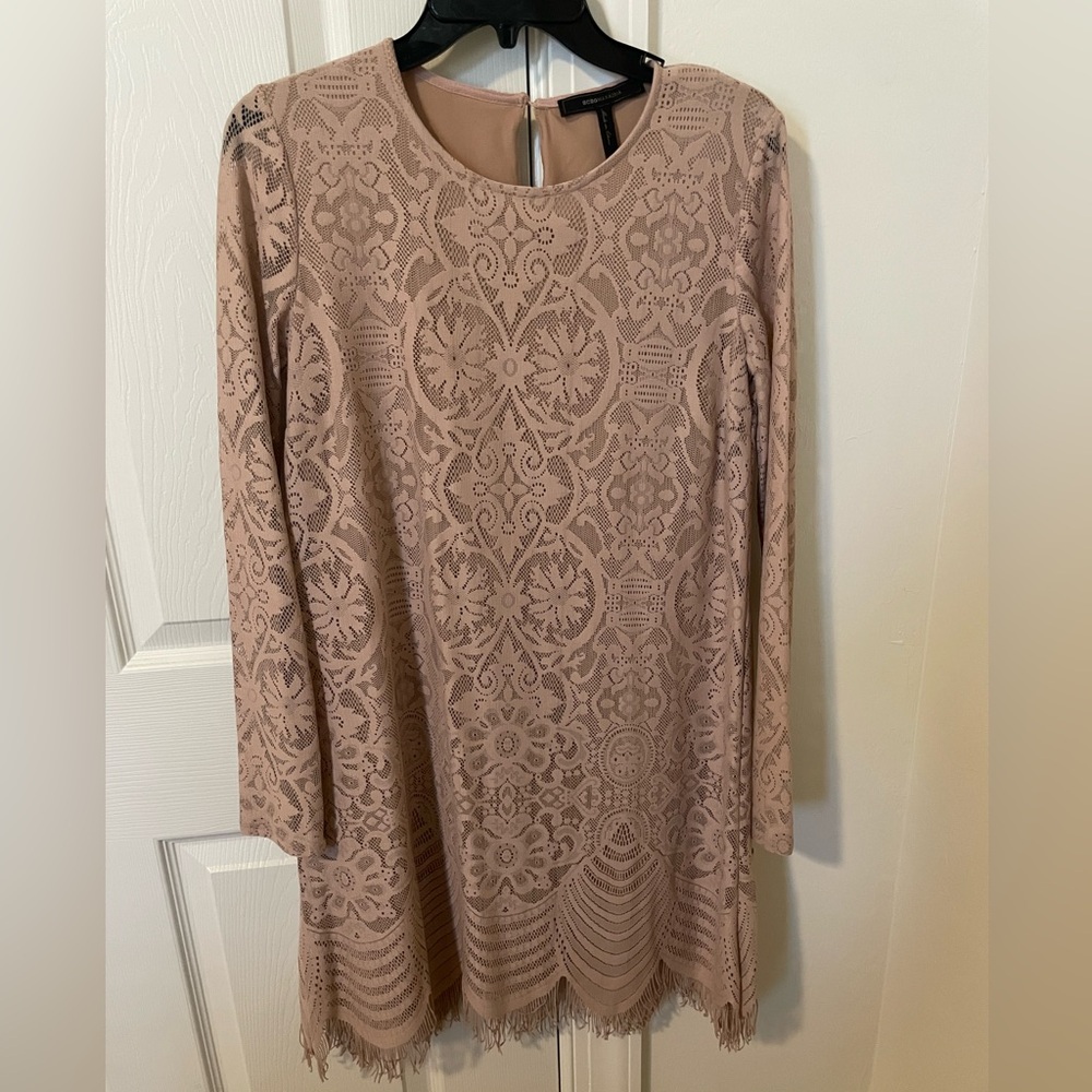 BCBG Lace Shift Dress- Blush